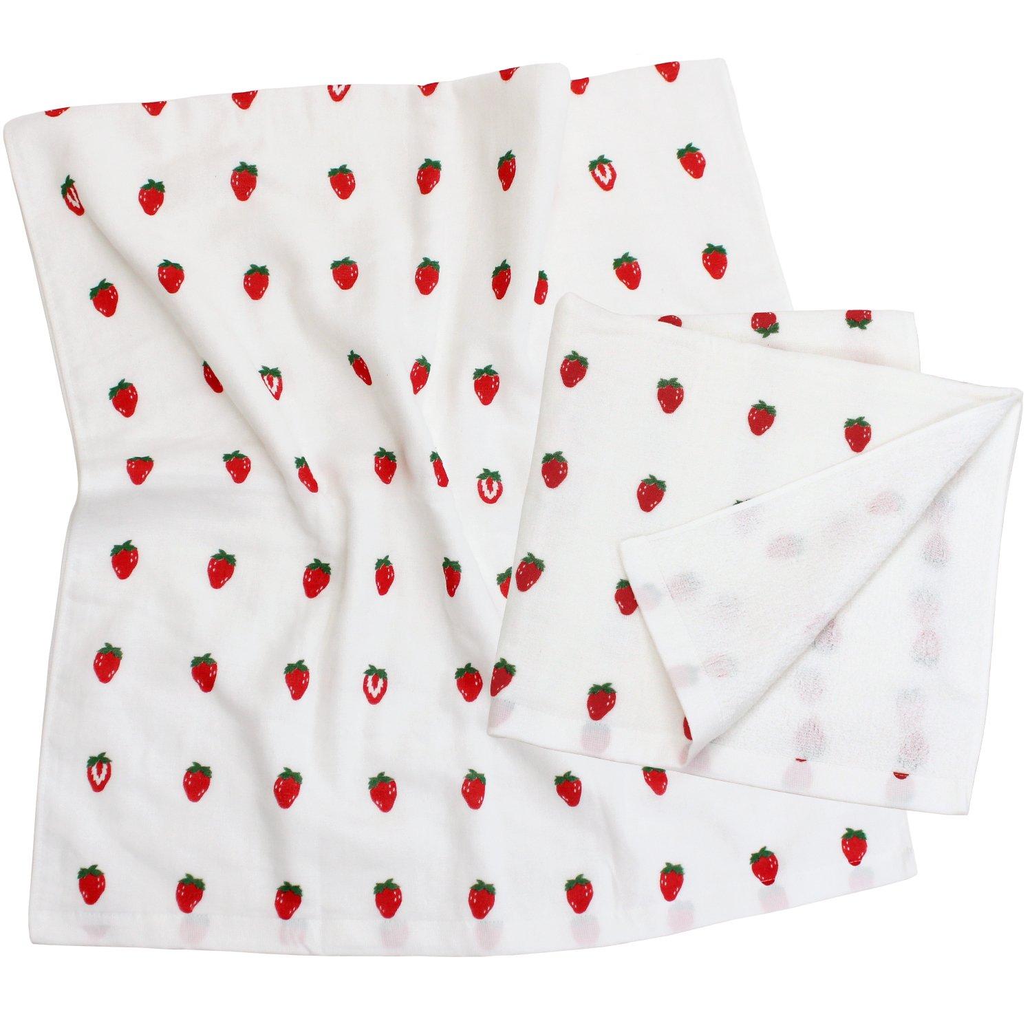 

hiorie Bath Petit Pattern Gauze Set of Senshu Towel (Hiorie) Japanese-Made Towels, Towels, 2, Strawberry, земляничный
