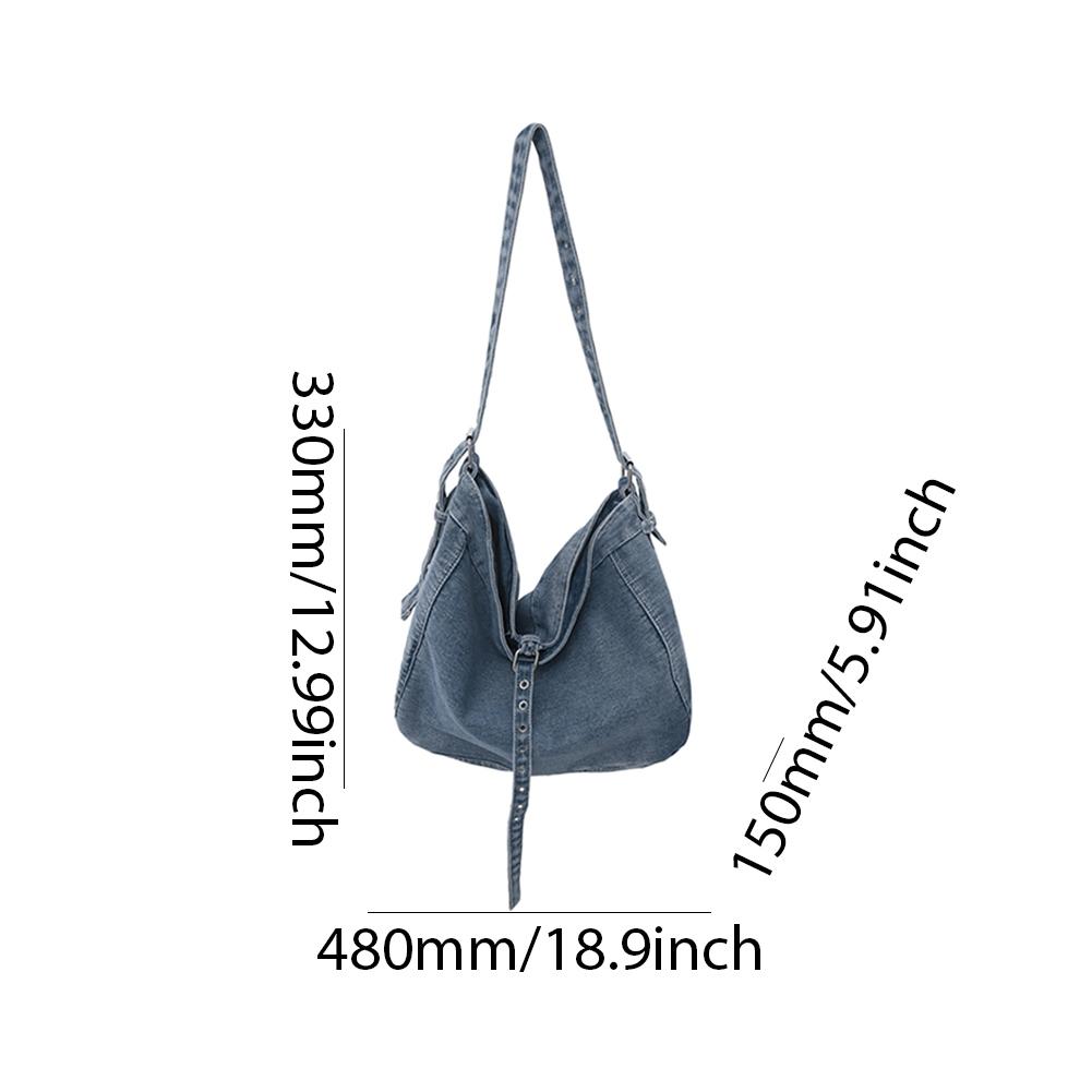 Damen Jeans Umhängetasche Große Kapazität Schultertasche Verstellbarer Riemen Vintage Umhängetasche Mehrere Fächer Lässige Messenger Bags