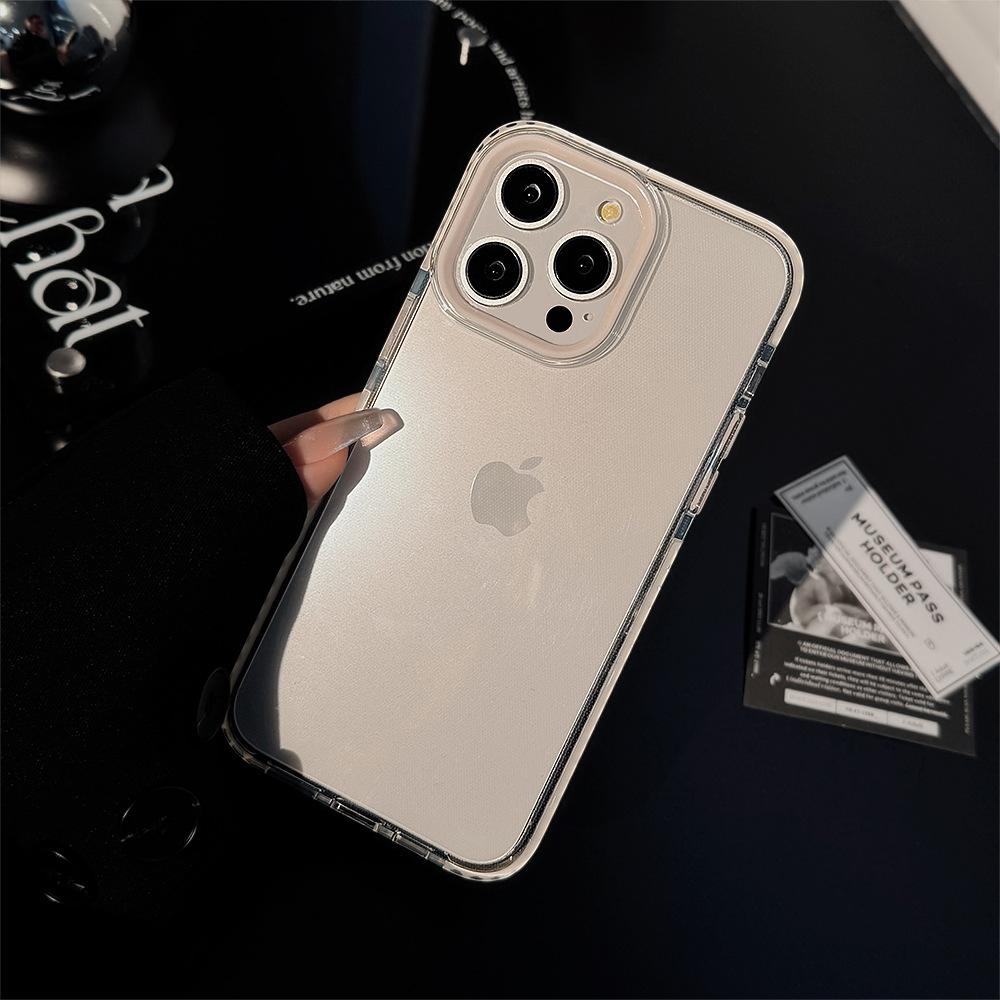 High End 16 Promax Solid Color Transparent IPhone Case 14 Suitable for 13 Anti Fall Frame 15 Soft 11 Silicone