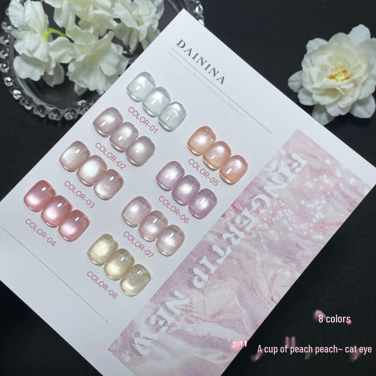 

2025 Весна/Лето Набор отбеливающих кристальных гель-лаков «Кошачий глаз» - 8 ледово-прозрачных цветов для салонов маникюра