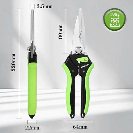 WORKPRO Universal Scissors Strong Total Length Approximately 220mm Labor-saving Spring Structure Adjustable Opening Width Equipped Safety Lock Cutting