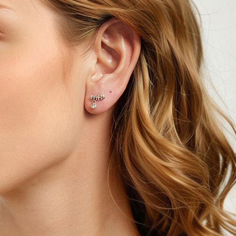 barbie Design Bone Fish Earrings, Elegant and High-end Original Ins Style Love Exquisite Gift Box #lucky S925 Silver Earrings for Women ZJYES-YS-235