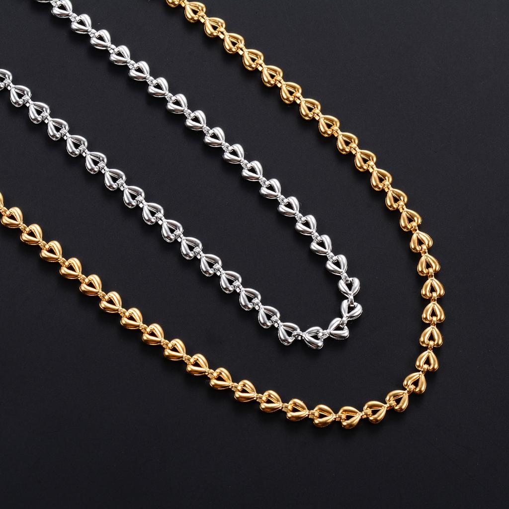4mm Zierliche Edelstahl Halskette Herz Liebe Gliederkette für Damen Mädchen Goldfarben Beschichtet Halsketten Choker Metallschmuck Geschenk