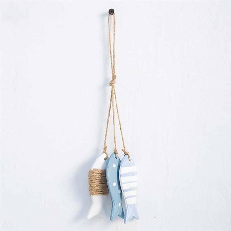 Wooden Fish Pendant Home Decor Hanging nament Curtain Decoration Wind Chimes Sea Pendant Kindergarten Wooden Fish String Small