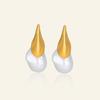 18K Gold-Plated Titanium Ethnic Patchwork Water Drop Earrings with Baroque Pearls