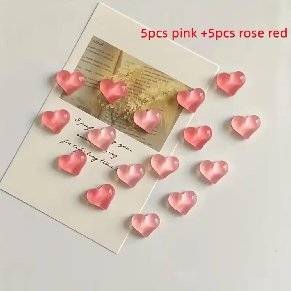 10pcs Pink Love Fridge Magnets Festival Gifts Heart-shaped 3D Refrigerator Stickers Valentine's Day Decoration