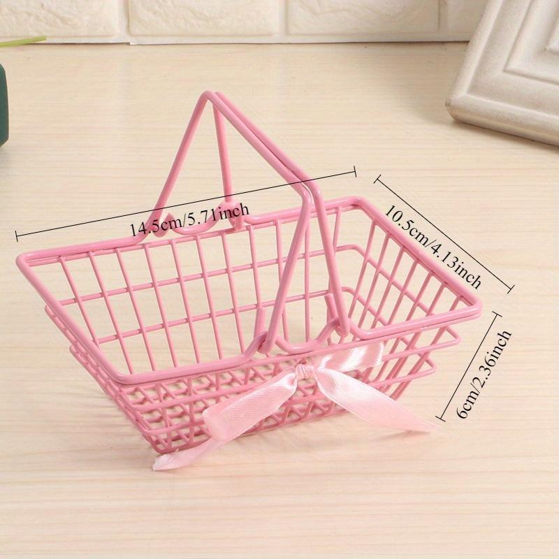 Pink Mini Storage Basket Desktop Finishing Cosmetics Jewelry Storage for Girl Dormitory Desktop Organization Container Baskets 1960₽