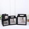 Square Clear Window Gift Bag with Handle Sturdy Paper Carry Bag for Flower Plush Toy Cake and Party Gift Packaging Bag