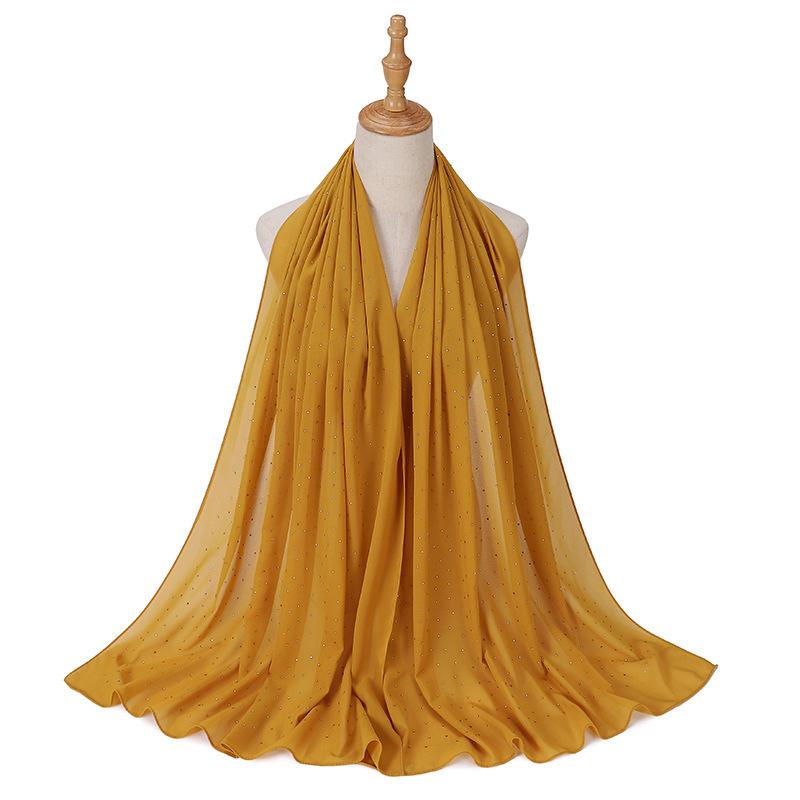 New Malaysia-Indonesia Pearl Chiffon Gypsy Hot Diamond Headscarf, Spring and Summer Long Ladies Hijab Scarf