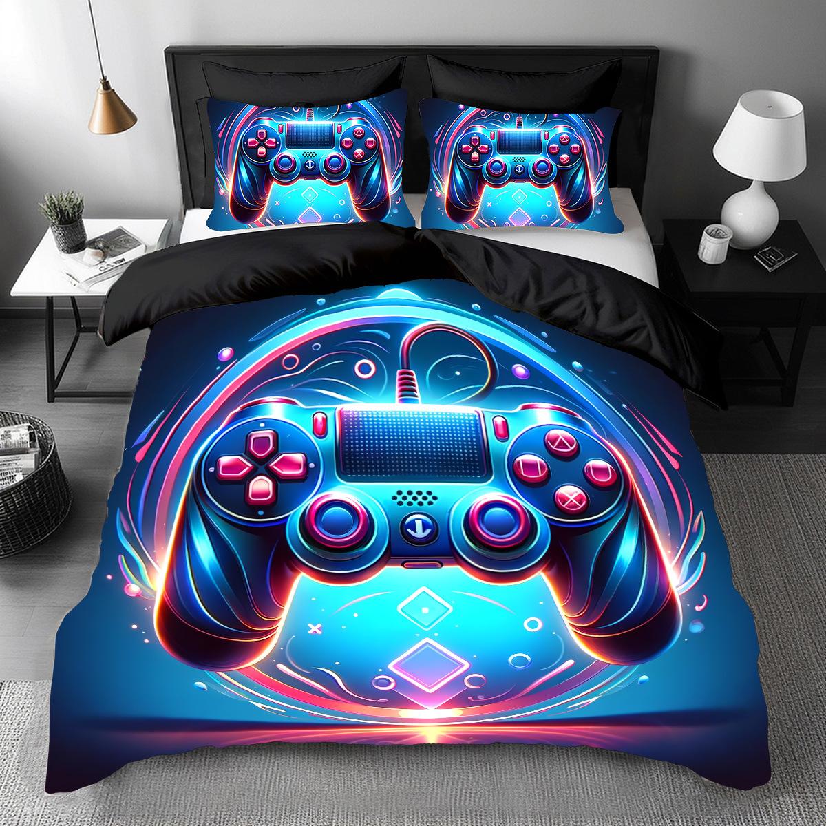 

Three-Piece Digital Printing Kit Bedding, Gamepad Home Textiles Three-Piece Quilt Cover 135 * 200Cm 50 * 80cm * 1 two-piece set