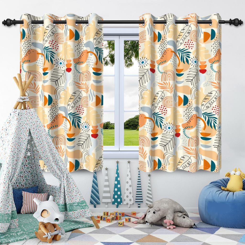 2pcs Fresh Flowers Plants Blackout Curtain Bedroom Privacy Partition Living Room Darkening Heat insulation Window Curtains