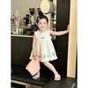 Summer Girls Thin Embroidered Sleeveless Princess Dress Sweet Ruffle Hem Vest Dress