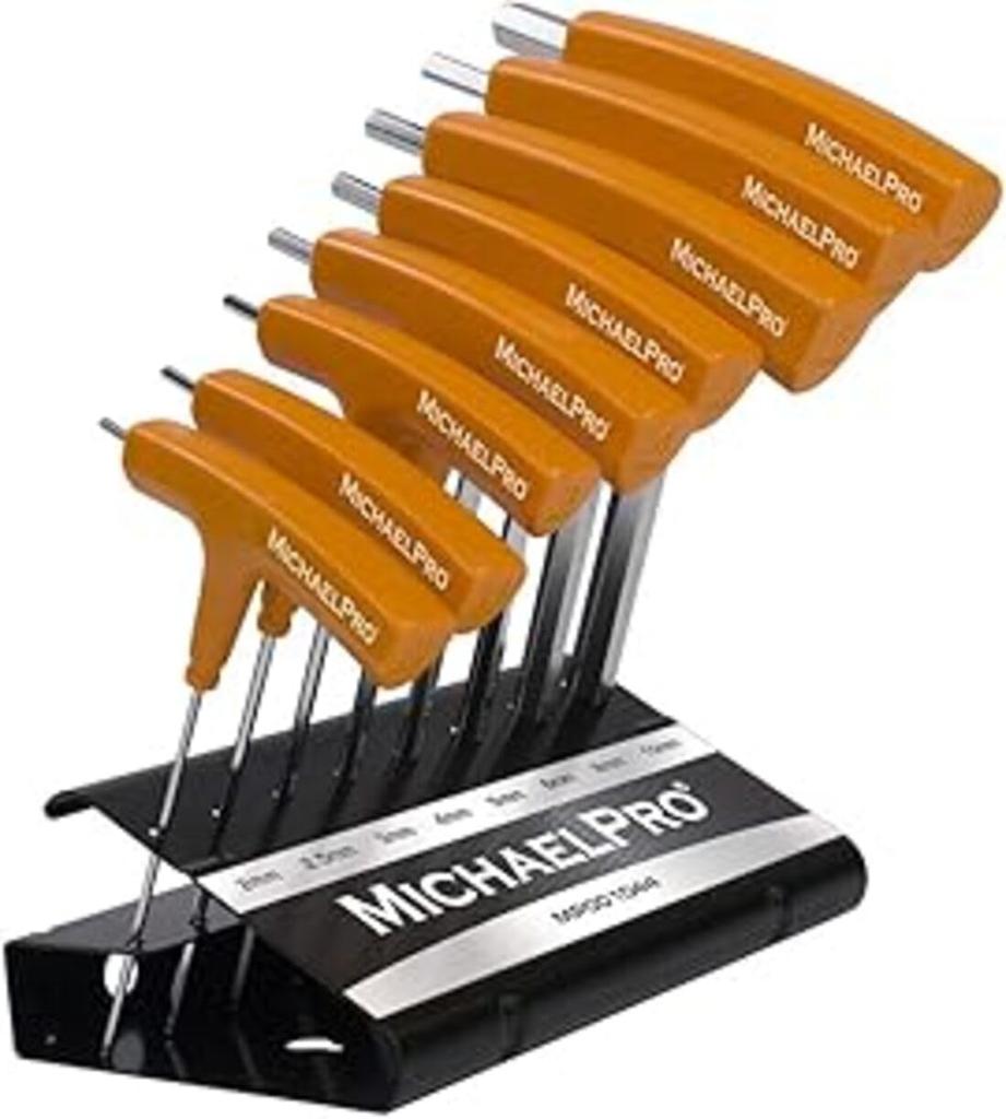 MichaelPro MP001044 Allen Key Set Ball Head Allen Key Set with Handle Hex Wrench Set with Practical Storage Stand 8-Piece – Double-Sided – (Metric)