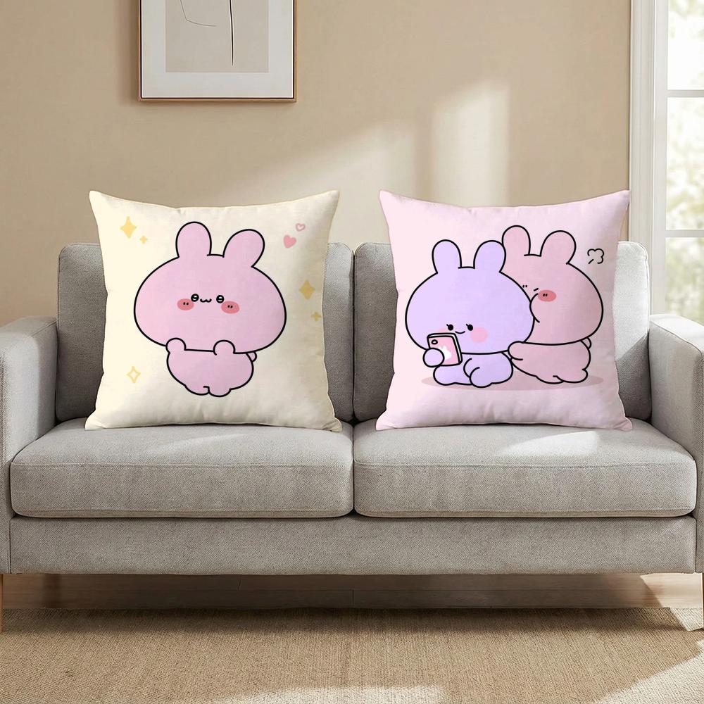 A-Asamimichan Cute Bunny Cushion Cover Multi-Scene Pillow Cover for Home & Car - Reversible, Soft & Durable for Daily Use
