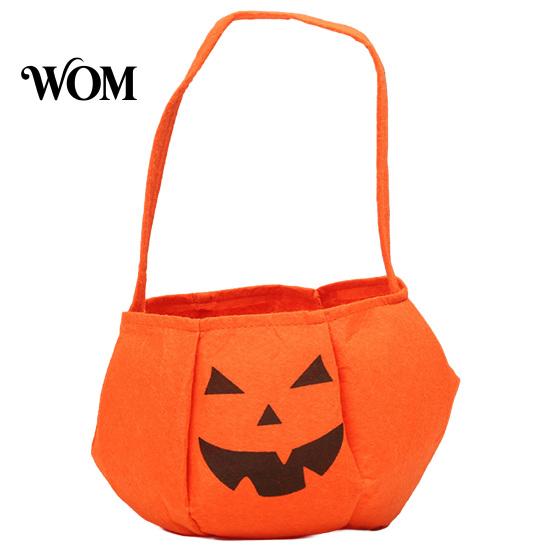 Flexible Hand Strap Bag Halloween Pumpkin Candy for Kids, Small Trick or Treat Bucket, Party Favor Soft Face Basket with Handle Decoration Stiff Tote