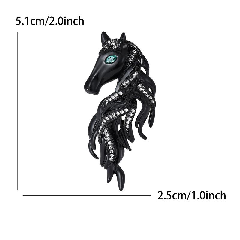 

Роскошные Универсальные Броши в виде Головы Лошади со Стразами для Женщин, Значки Животных, Аксессуары для Повседневной Вечеринки с Друзьями, Модная Бижутерия, Подарки чёрный