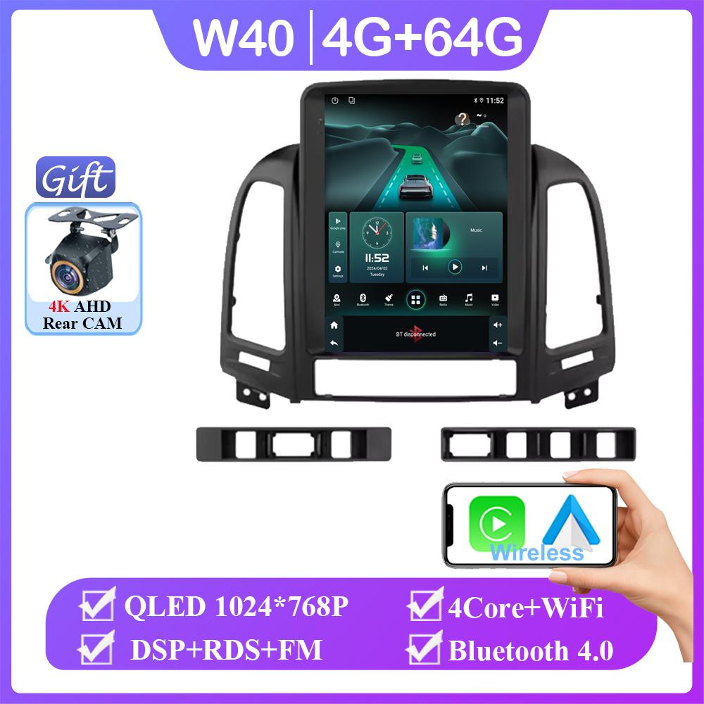 9.7 inch For Hyundai Santa Fe 2006-2012 Android 14 auto Car Radio Multimedia Video Player Navigation stereo GPS 4G BT Wifi