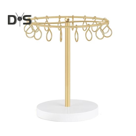 

Держатель для волос с 16 съемными крючками, круглое основание, простая установка, магазин аксессуаров для волос, держатель для ювелирных изделий золотистый/белый