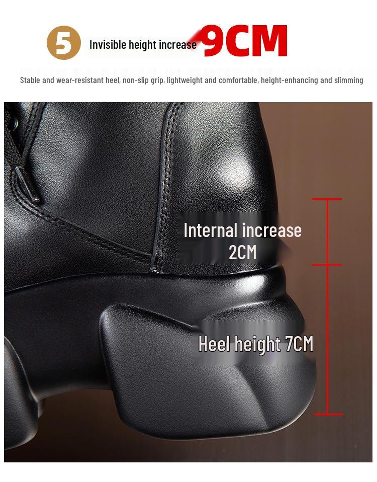 Women's Thick Sole Soft Cowhide Martin Boots with Inside Heel - 2025 Autumn/Winter Fashion Versatile Short Boots