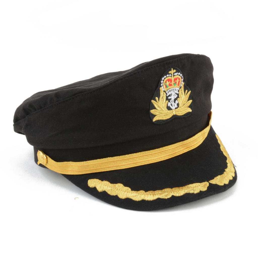 Men's Women's Navy Sailor Hat Officer Stag Night Nautical Captain Cap Hat Black