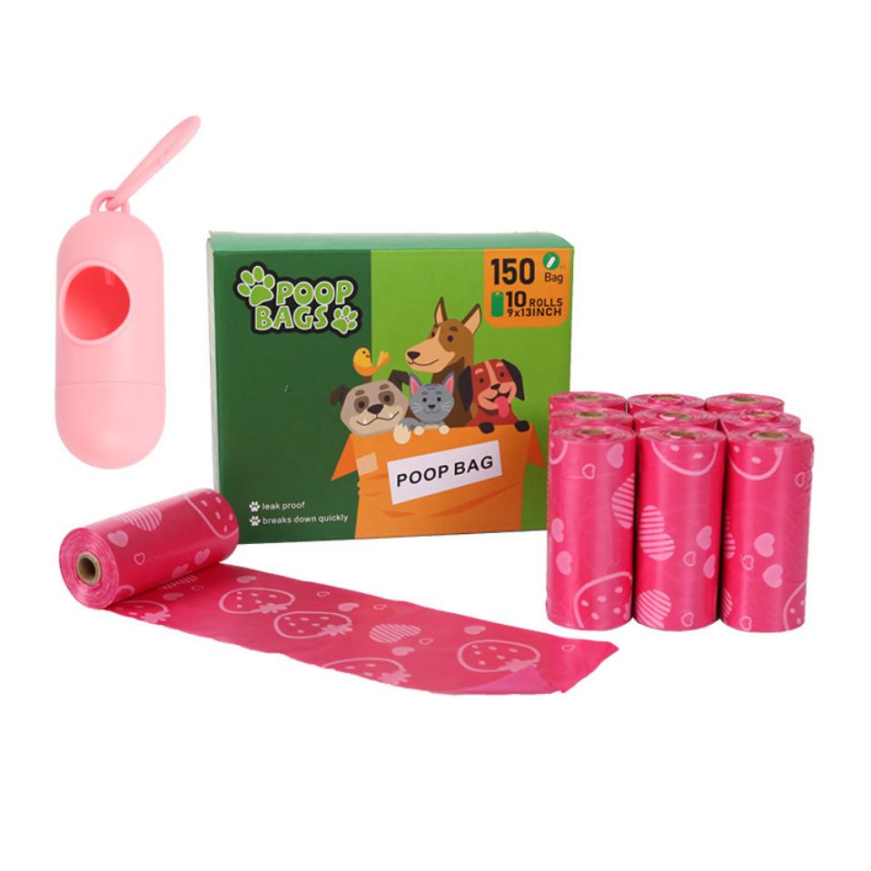 Dog Poop Bag Dispenser with Poop Bags, Leak Proof and Extra Thick Pet Waste Bags, 1 Poop Bag Holder and 150 Bags for Dog Walking and Cats Litter