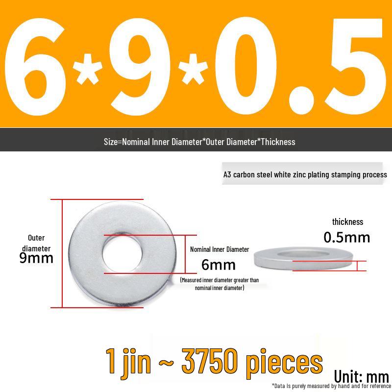 Extra Large Galvanized Metal Flat Washer - Thickened Round Screw Washer M6-M16