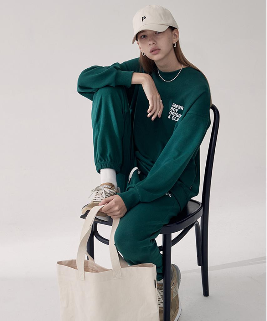 PAPERBOY [Set] Classic Sweatshirt & Sweatpants Setup - Green