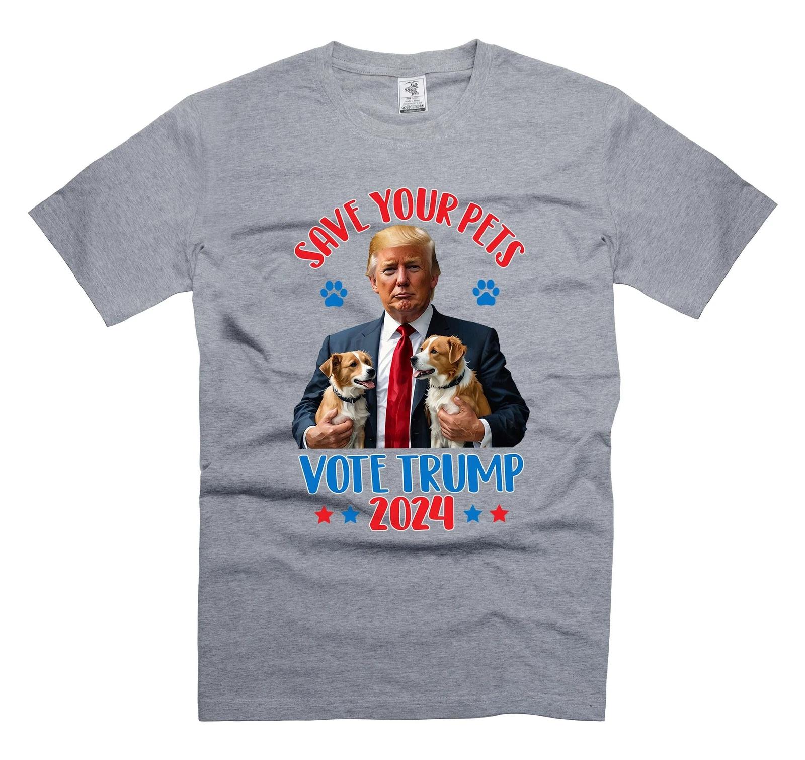 Funny Trump Shirt Save Your Pets T-Shirt Vote Trump 2024 Shirt Funny Joke Tee 2XL