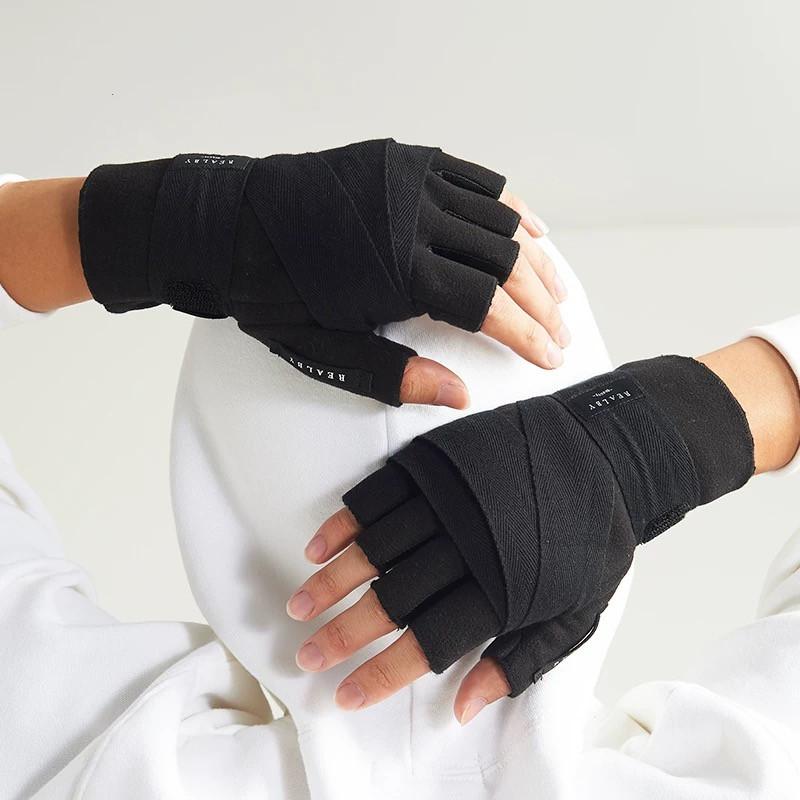 2025 Tactical Multi Function Bandage Boxing Training Fingerless Gloves Men Women Winter Warm Cycling Sport Techwear White Gloves One Size