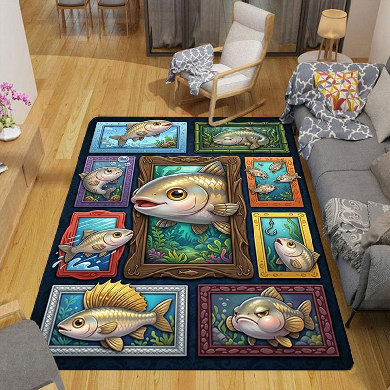 Fish Fantasia Pattern Rug Floor Mat for Living Room or Bedroom Soft and Comfortable Carpet a Gift for Birthday and Holiday.