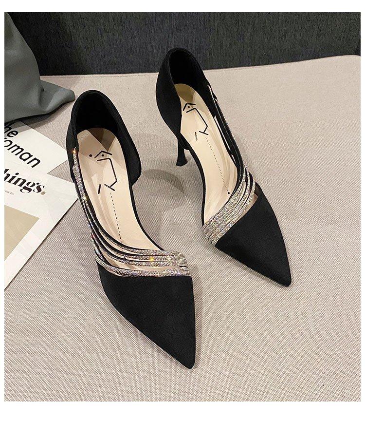 Women's Summer Fairy Fashion Stiletto High Heels New Pointed Toe PU Rhinestones Slip-On Trendy Heel Sandals for Women