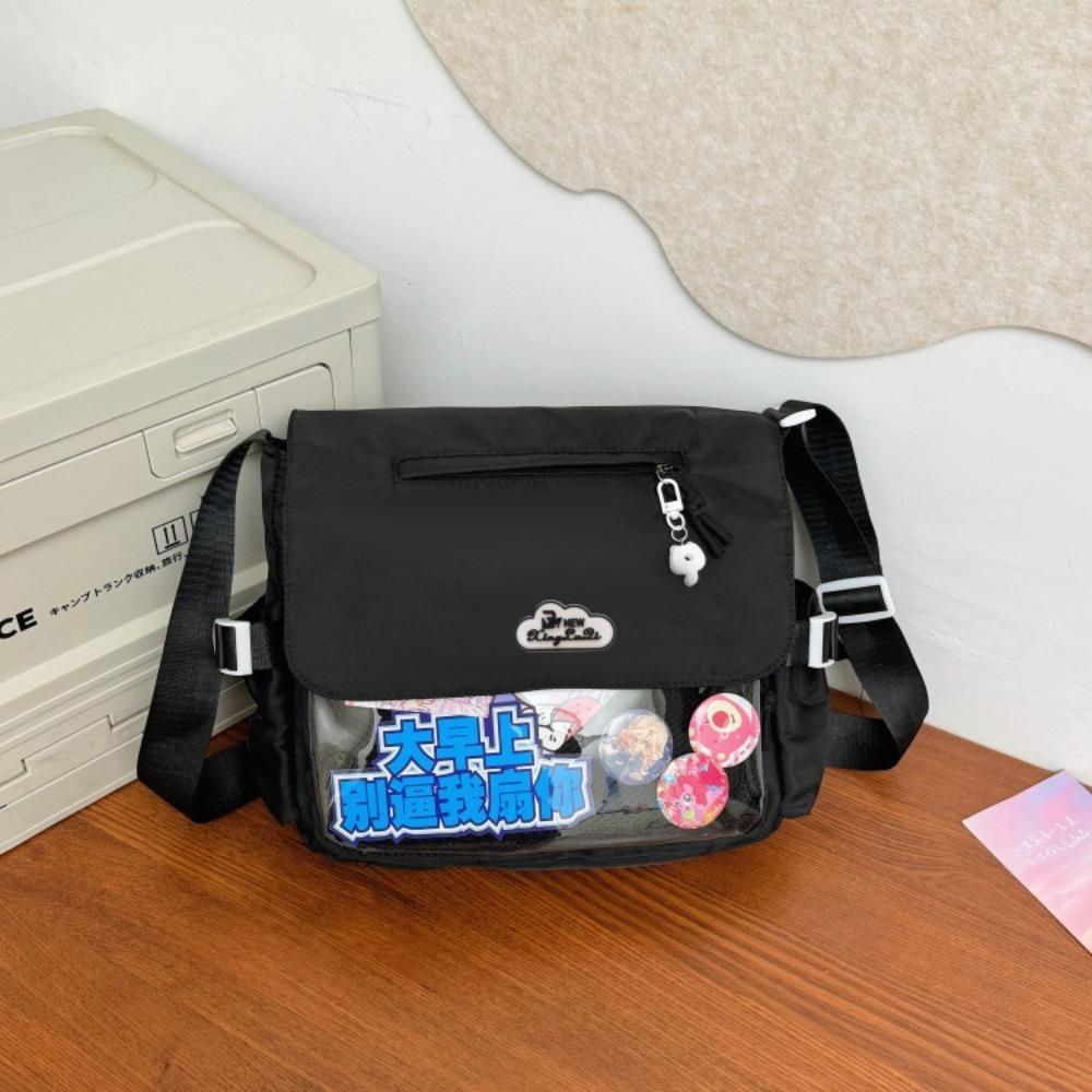 Cute college style girl tote messenger bag Japanese ins simple large capacity shoulder bag transparent female pain bag