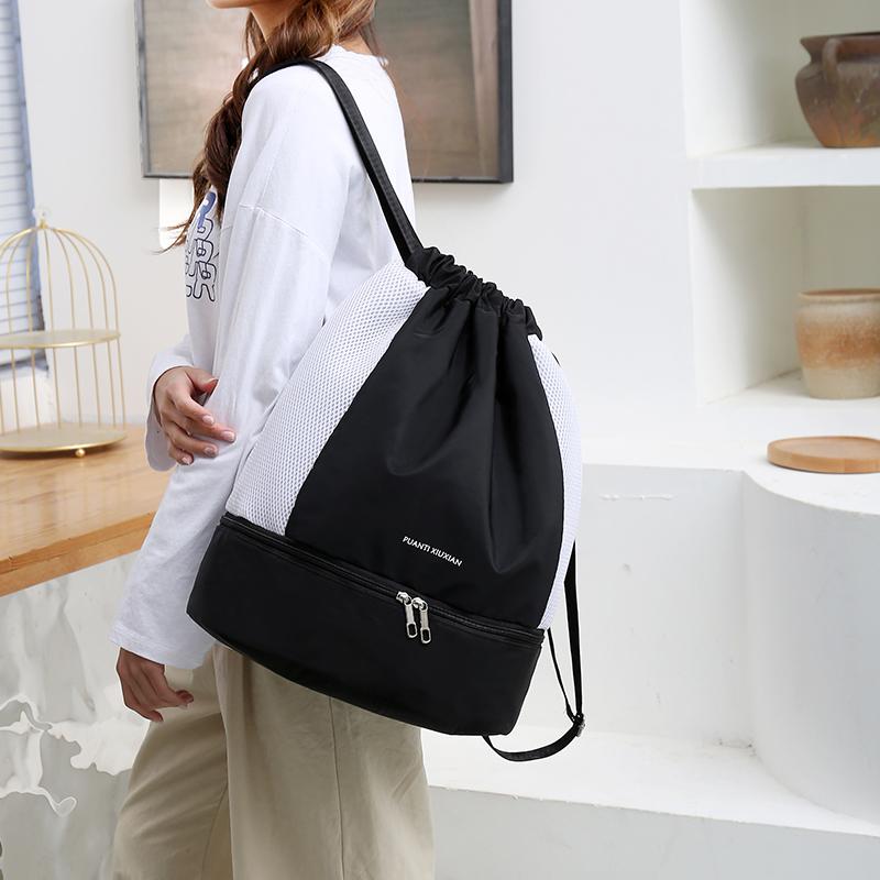 Lightweight Durable Oxford Drawstring Backpack Casual Fitness Gym Bag with Shoes Compartment Fashionable School Sports Bag