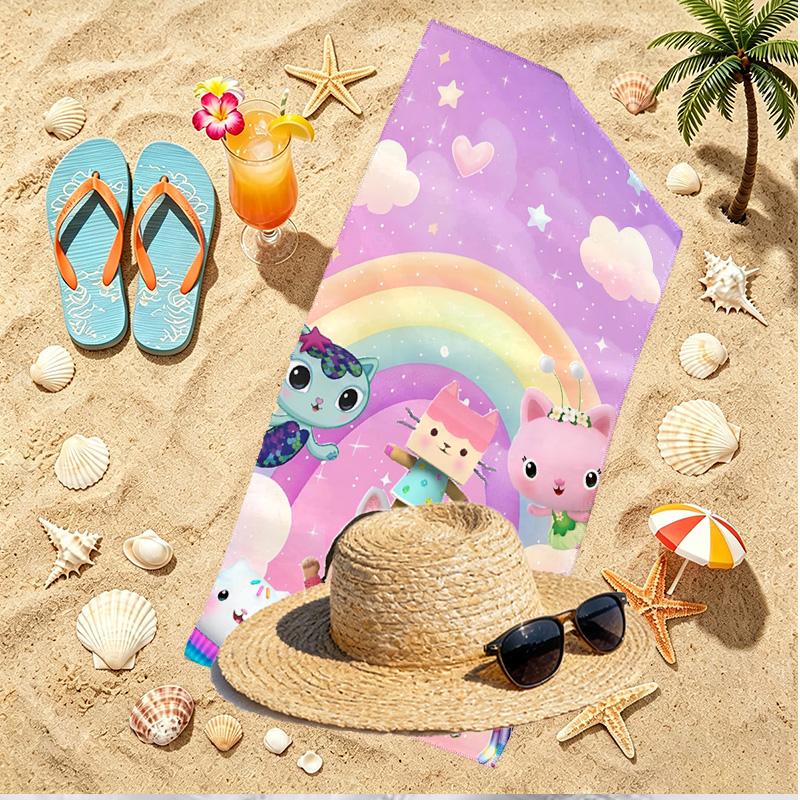 Gabby's Puppenhaus Strandtuch mit Aufdruck, Vielseitiges Leichtes Saugfähiges Strandtuch für Pool, Surfen, Yoga, Badezimmer, Perfektes Geburtstags- oder Urlaubsgeschenk