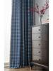 Yimanqiyun Blue French Grid Jacquard Semi-Blackout Bay Window Curtains
