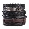 1 Mode-Armband Wikinger-Armband Für Männer Handgelenk-Armbänder Geflochtenes Totenkopf-Hand-Schmuckstück Verstellbares Leder-Set-Armband Für Leder
