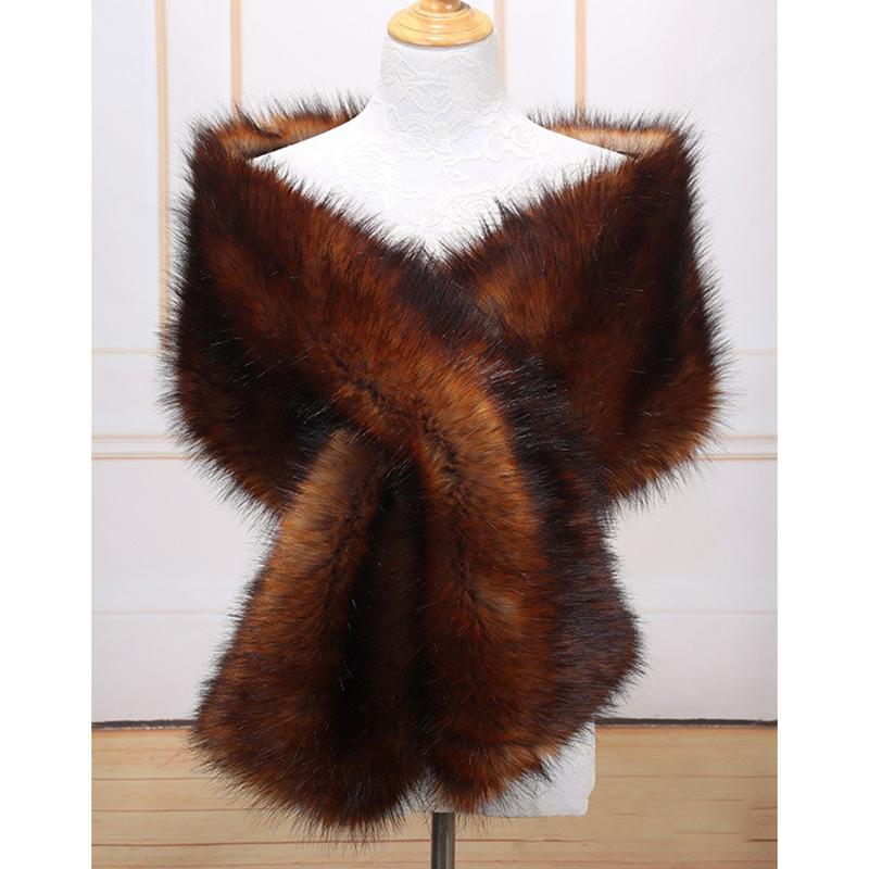 Women’s Luxurious Faux Fur Shawl Winter Bridal Thicken Soft Warm Comfortable Faux Fur Shawl Wrap for Wedding Evening Party