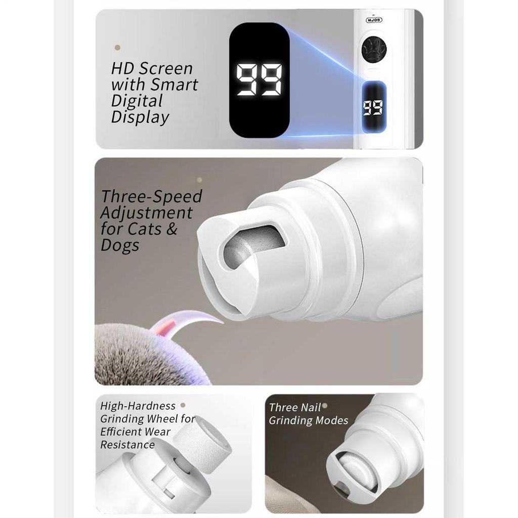 Dog Nail Trimmers Dog Nail Trimmer Toenail Grinder 3-Speed Cat Grooming Tools Pet Supplies For Dogs Puppy Kitten Bunny Small