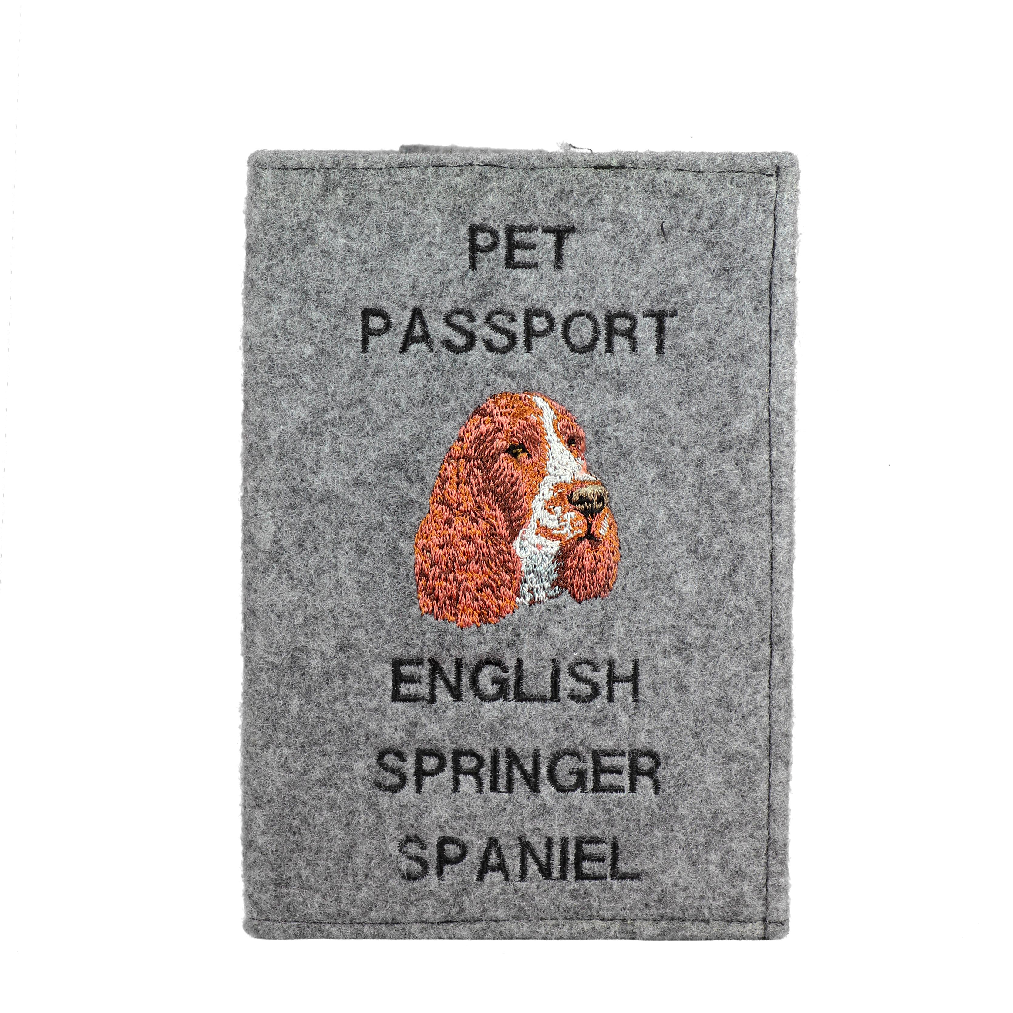 

English Springer Spaniel - Dog passport case, document case, gift for the traveller from the Art-Dog brand сірий колір