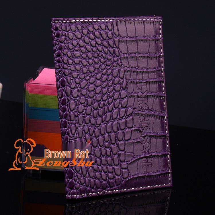 Crocodile Pattern Leather Passport Holder - PU Leather Travel Cover