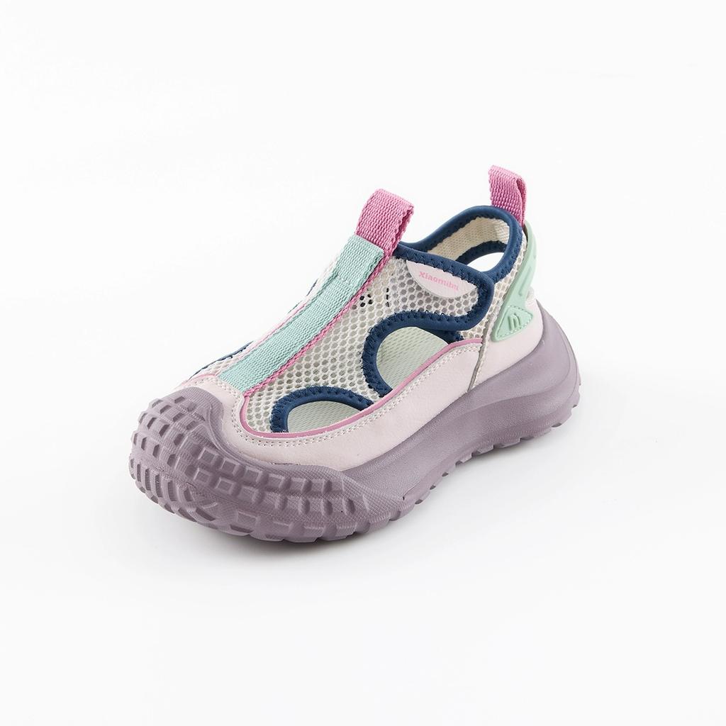 Girls' sports sandals 2025 summer new children's bag head mesh shoes breathable hollow little girl outdoor hiking shoes
