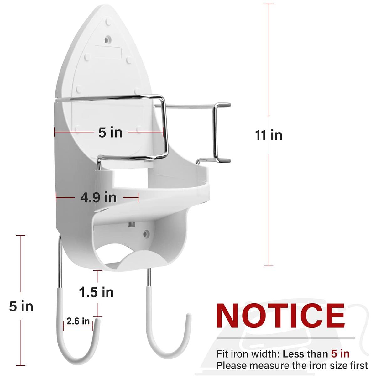 

Вешалка для гладильной доски Настенное крепление Держатель для электрического утюга Органайзер для хранения гладильной доски Подвесные аксессуары для прачечных белый
