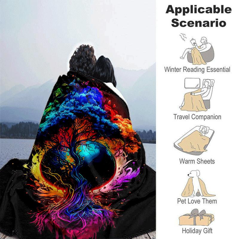 1pc Tree of Life Printing Lightweight Flannel Blanket, Comfortable and Warm Blanket, for Camping Sofa Bed and Couch Office, in All Seasons