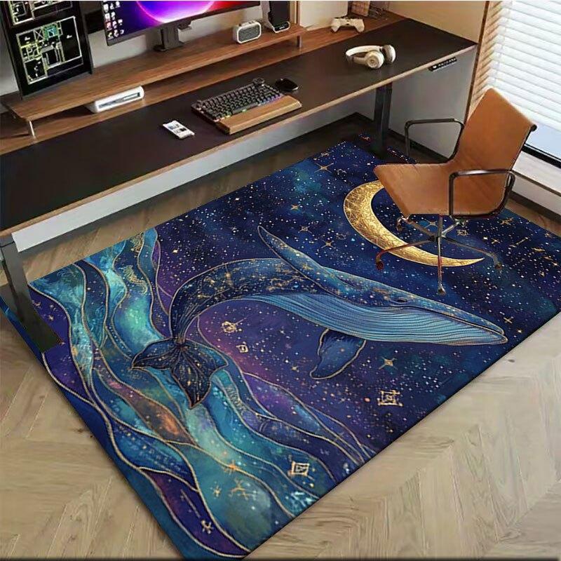 "Whale Moon Constellation Art Print - Celestial Ocean Decor"Office Mat Home Decor Office Desk Chair Rugs Chair Carpet for office Chair Mat G