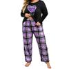 Plus-Size Curvy Women's Long-Sleeve Long-Pants Loose-Fit Casual Heart-Print T-Shirt Set