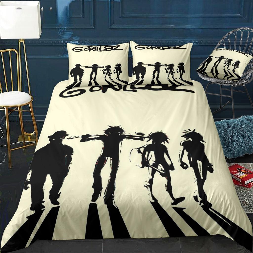 Musikband Gorillaz Bettwäsche-Set Anime Bettbezüge Doppelbett Einzelbett Größe Bettwäsche Bettdeckenbezug Cartoon Kinder-Bett-Set Für Zuhause