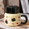 Creative Cartoon Cat Breakfast Cup Ceramic Cup with Lid Kettle Cup Household Set Mug Small Gift Cup