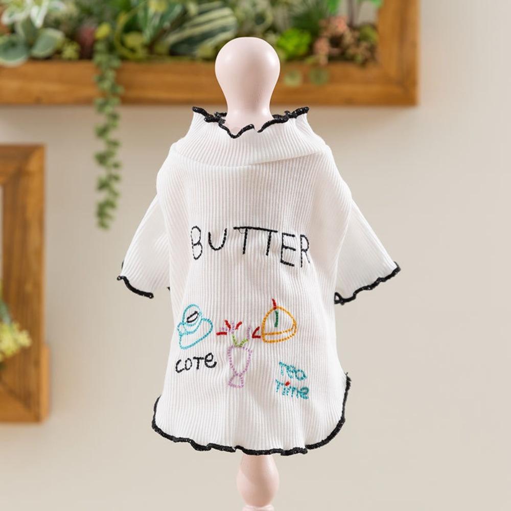 Breathable Dog Shirt Letter Embroidery Dog Base Coat Casual Wear Dog Sweatshirt Spring Summer