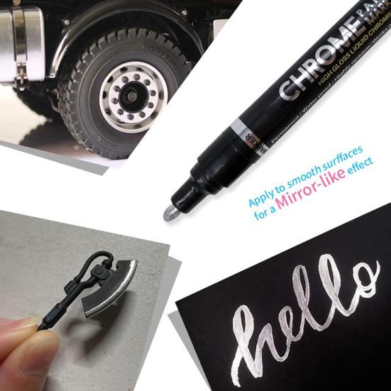 High Gloss Effects Chrome Plated Marker Pen Unique Plastic Reflective Ink Chrome Painting Pen for Glass