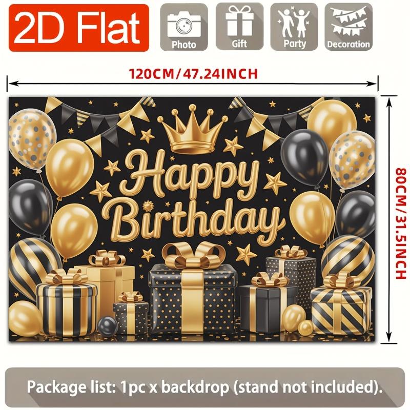 Birthday Party Backdrop Gold Black Polyester Banner Photo Booth Decoration 29